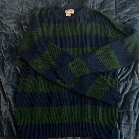 Green and Blue Striped Men’s Oversized Sweater - Picture 1 of 1